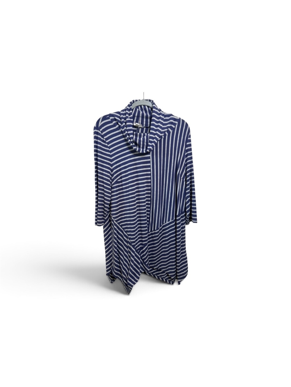 Avenue Navy Multi-Direction Stripe Cowl Neck Tunic, 14/16